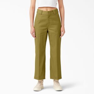 Dickies Women's Cropped Twill Ankle Pants Rinsed Green Moss 8R